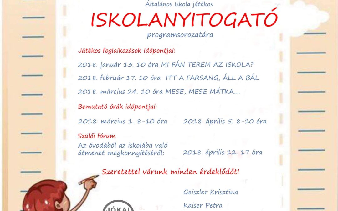 Iskolanyitogató programsorozat 2018