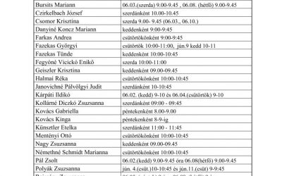 Konzultáció időpontok