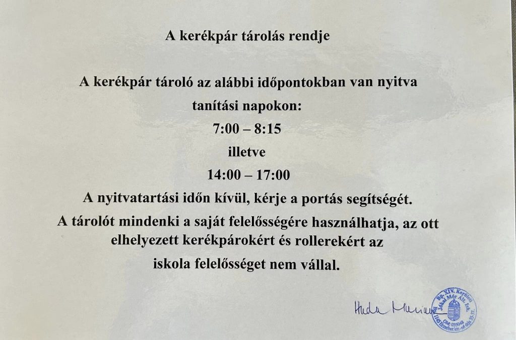 Kerékpár tároló