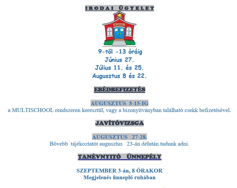Nyárra vonatkozó információk